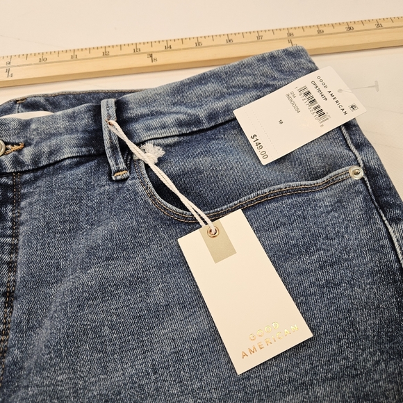 Good American Women’s Blue Good Petite Straight Leg Mid Rise Denim Jeans Size 18 - Picture 9 of 13